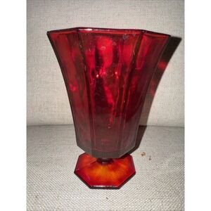 RUBY‎ RED INDEPENDENCE OCTAGONAL  WATER GLASS 6 1/8"